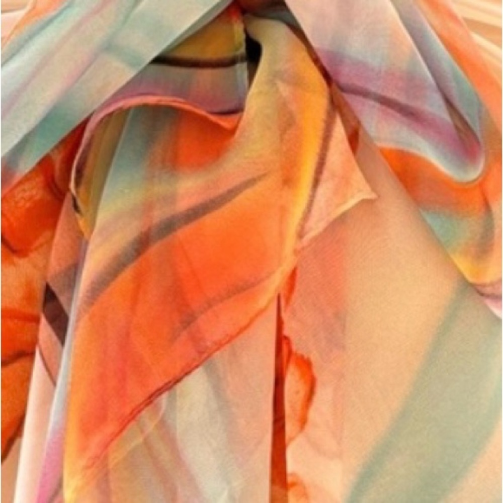 Sheer Silk Feel Floral Scarf - Picture 4 of 15